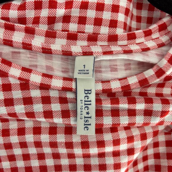 Torrid Women’s Belle Isle Gingham Crew Tank Red White Size 1 (14/16) - Picture 6 of 6